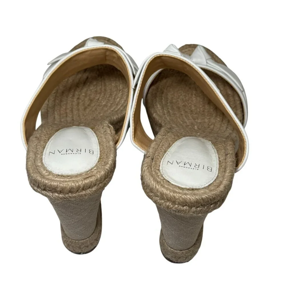 $495 Alexandre Birman White Clarita Espadrille Jute Wedge Sandals 39.5/8.5 Women